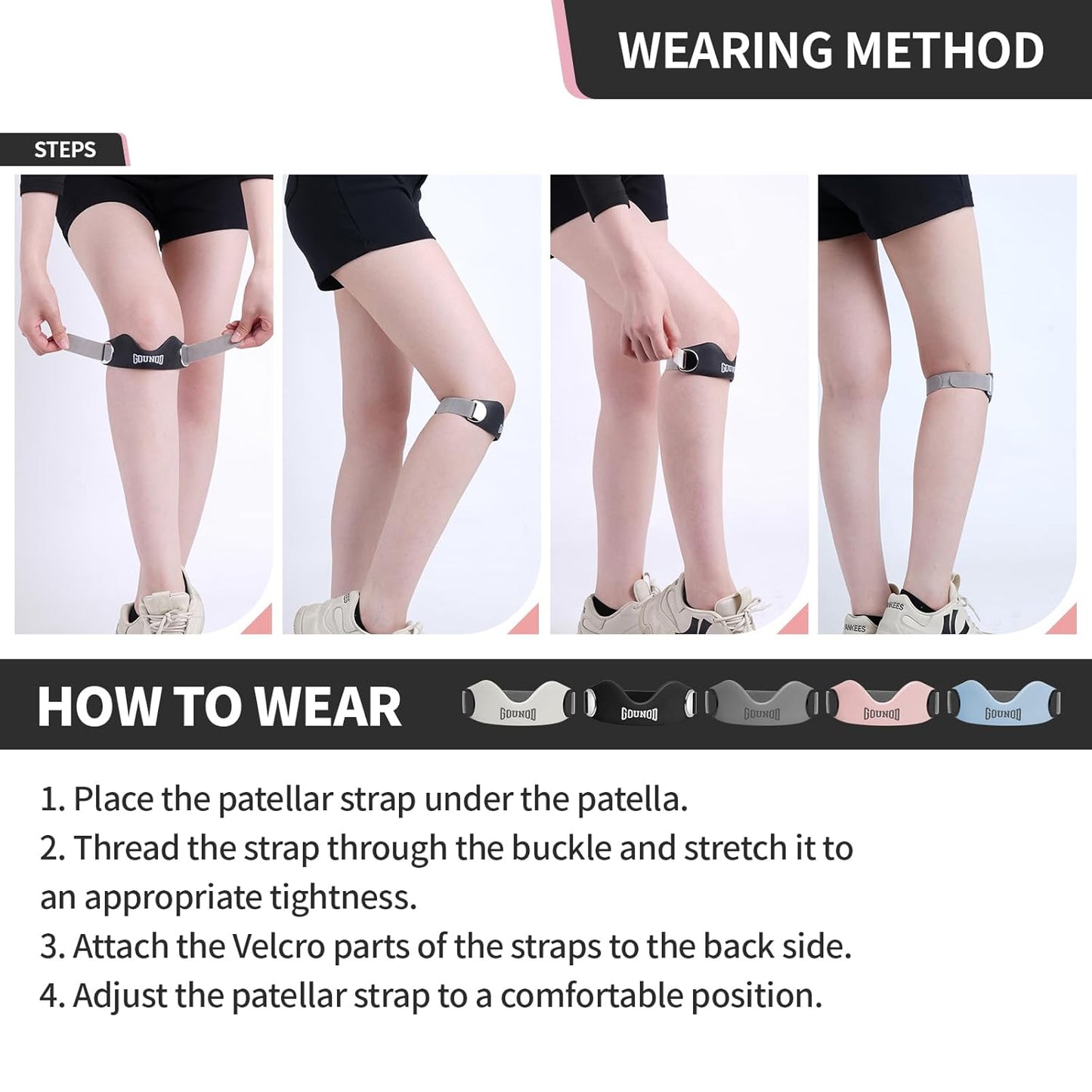 Adjustable Knee Support Strap (2 Straps Included)